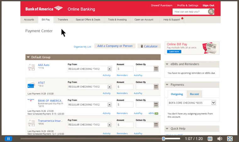 Bank of America Bill Pay Services - Login to Pay a Bill Online